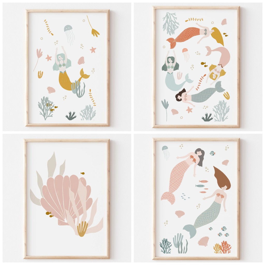 Baby Nursery Ocean Theme - 1pc frameless Canvas Painting Boho Nursery