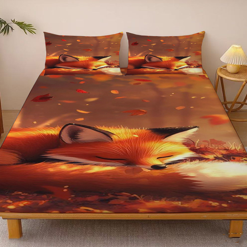 Baby Nursery Bedding - Autumn Leaves Sleeping Cute Little Fox