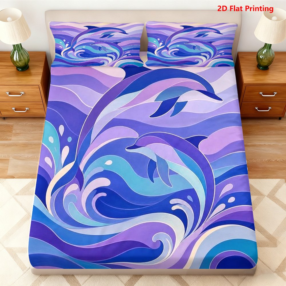 Baby Nursery Ocean Theme - Ocean Wave Dolphin Bedding Set Three-Piece