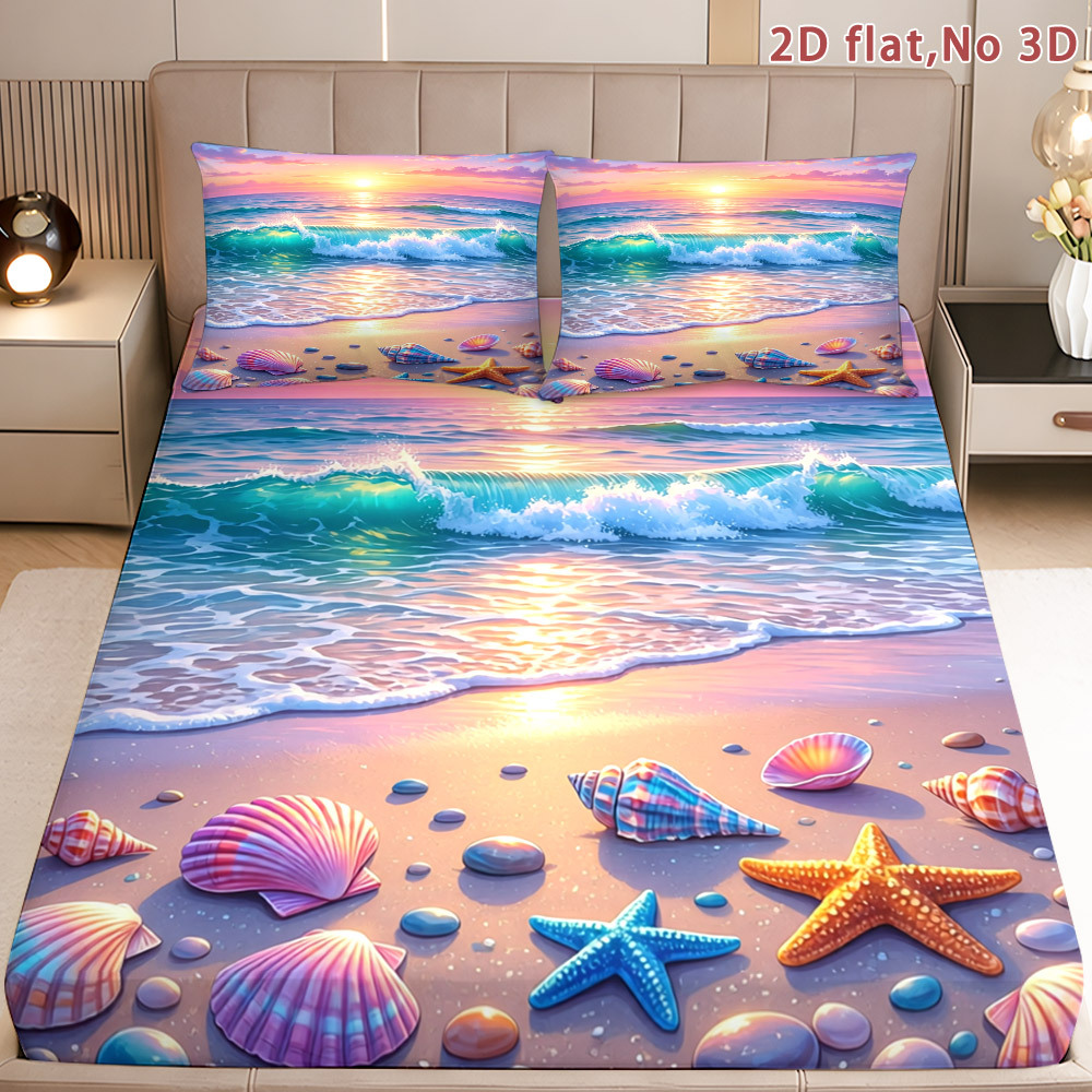 Baby Nursery Ocean Theme - Ocean-Themed Fitted Sheet, Printed Fitted Sheet,