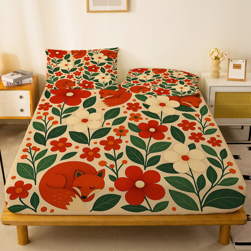 Baby Nursery Bedding - Two Little Foxes Floral Fitted Sheet