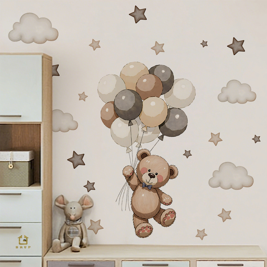 Baby Nursery Package - Adorable Teddy Bear Wall Decals, Removable
