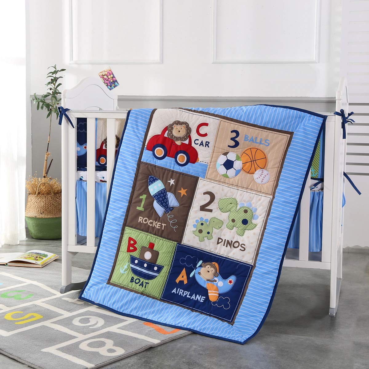 Baby Nursery Bedding - 7Piece Crib Bedding Set Infant Nursery