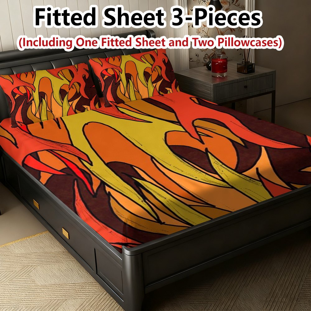 Baby Nursery Bedding - Flame-Themed Bed Sheets Full Set Printed