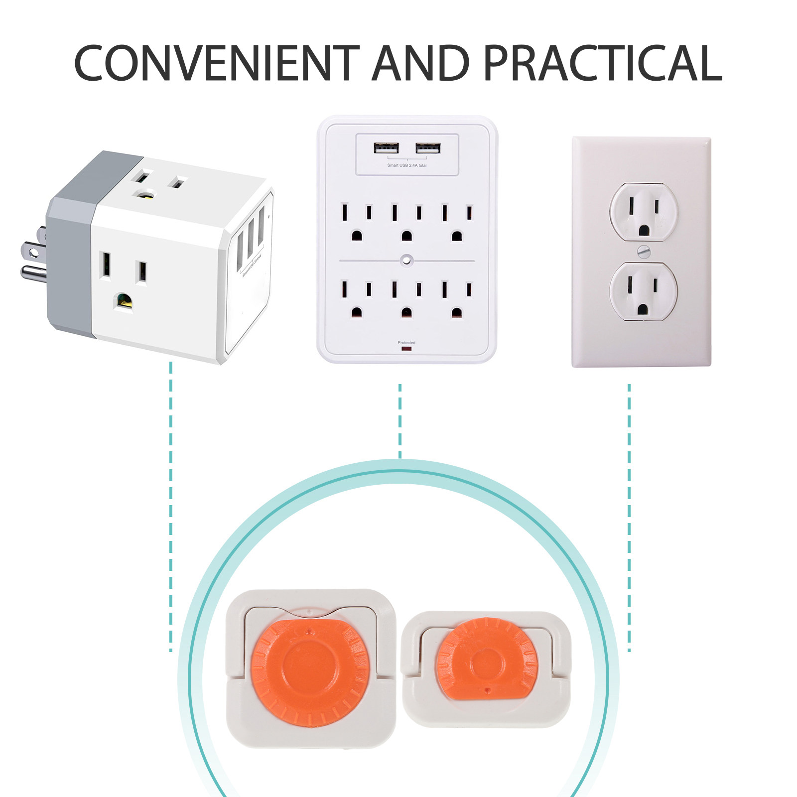 24Pcs Universal Fit Orange ABS - Outlet Cover Childproof ulasan dan harga