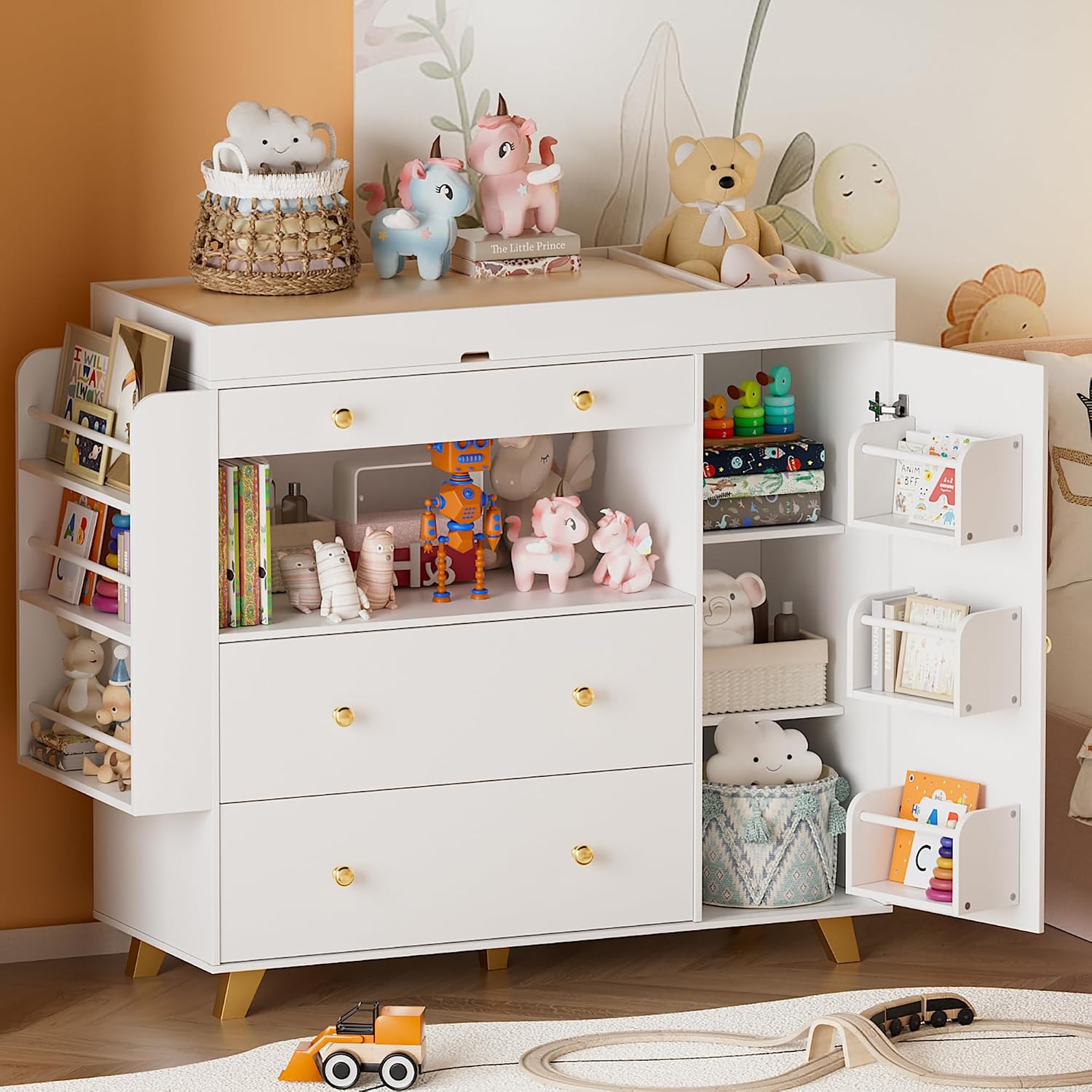 Nursery Dresser with Baby Chan - Baby Nursery Dresser Changing Table ulasan dan harga