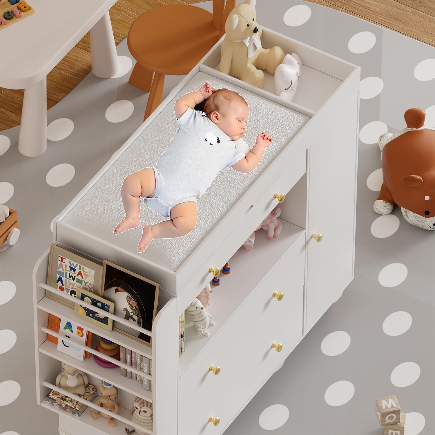Nursery Dresser with Baby Chan - Baby Nursery Dresser Changing Table ulasan dan harga