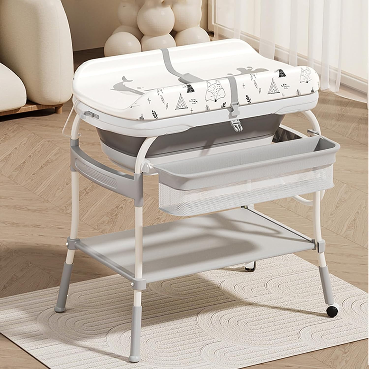 2 in 1 Baby Changing Table wit - Baby Nursery Dresser Changing Table ulasan dan harga