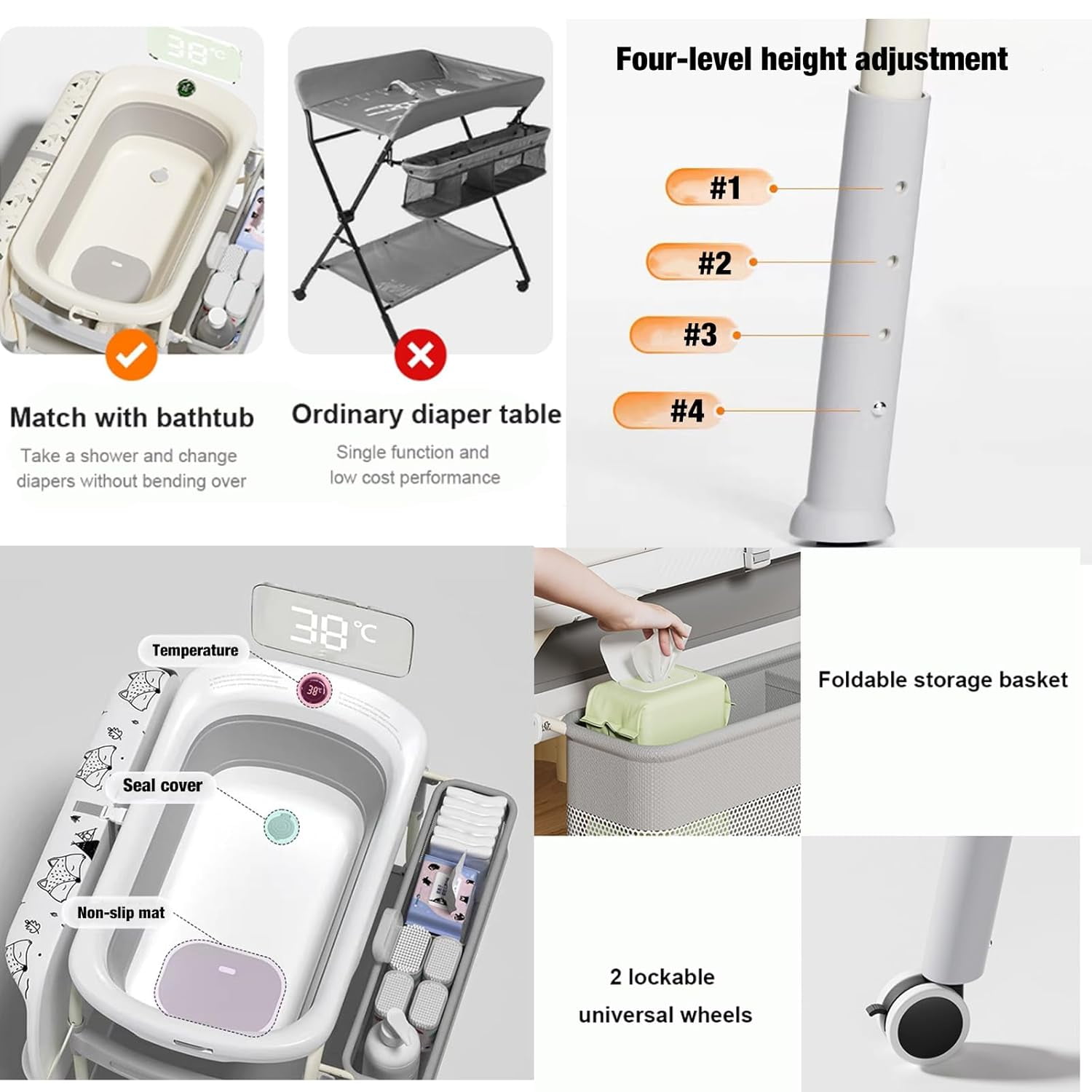 2 in 1 Baby Changing Table wit - Baby Nursery Dresser Changing Table ulasan dan harga