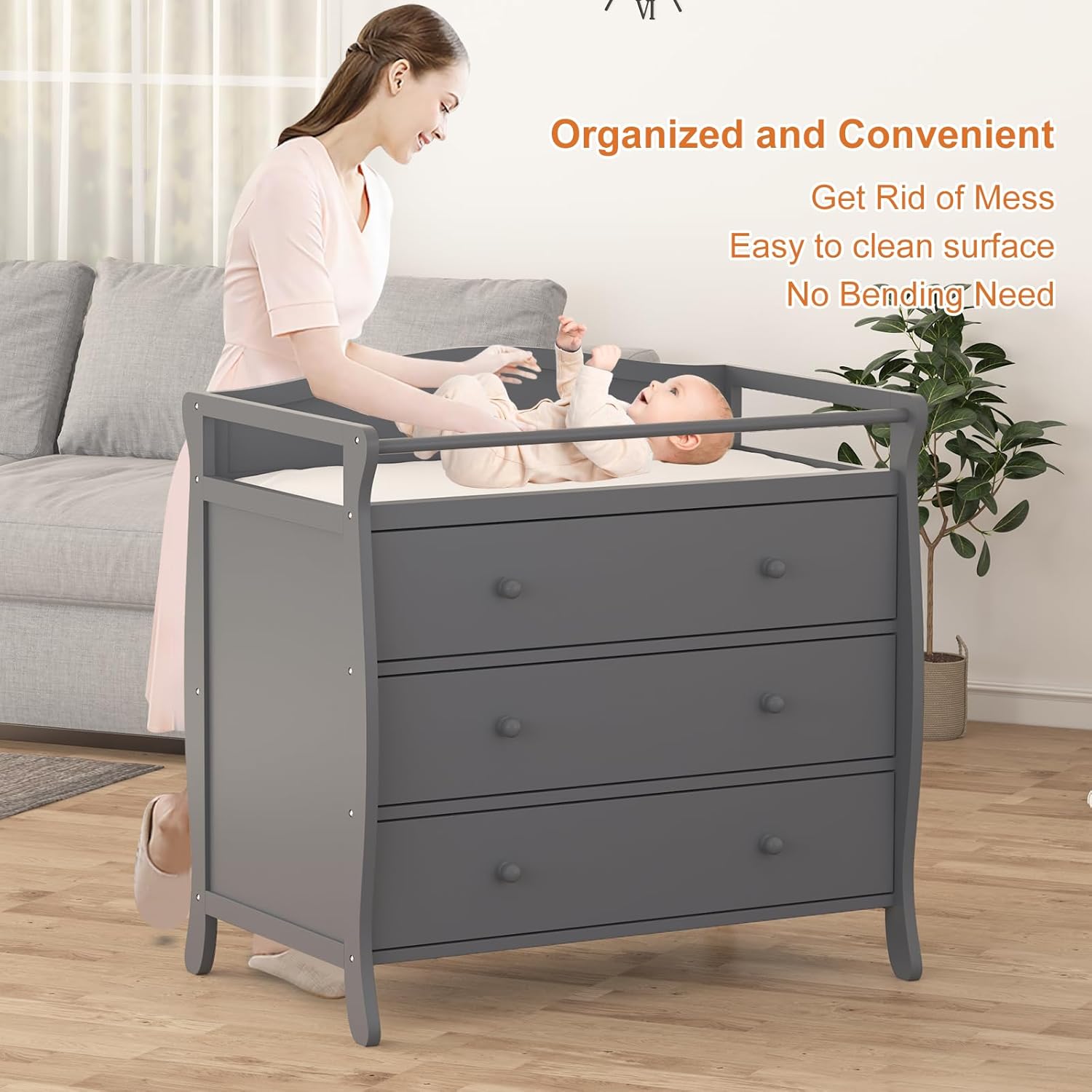 3 Drawers Baby Changing Table  - Baby Nursery Dresser Changing Table ulasan dan harga