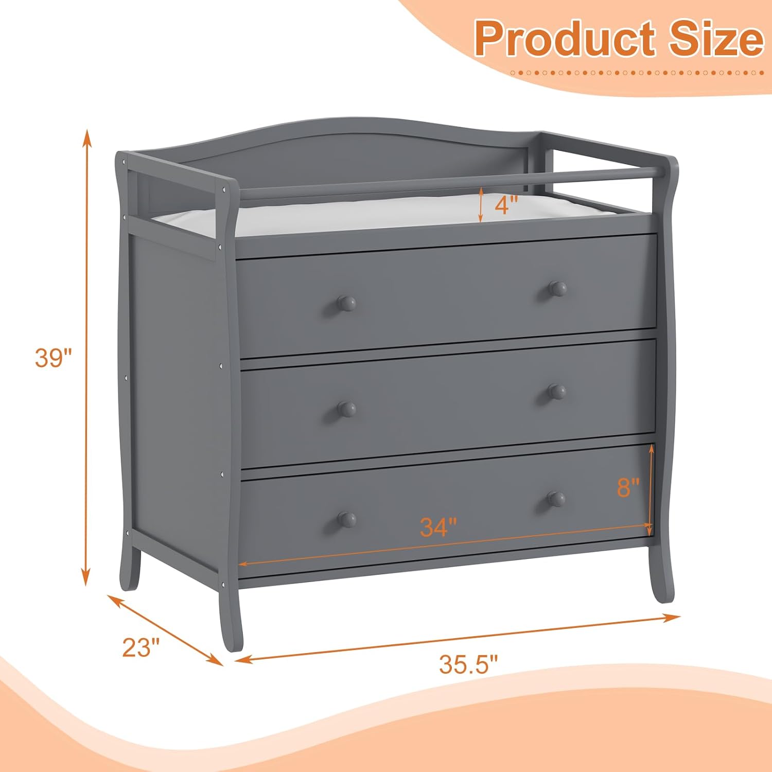 3 Drawers Baby Changing Table  - Baby Nursery Dresser Changing Table ulasan dan harga