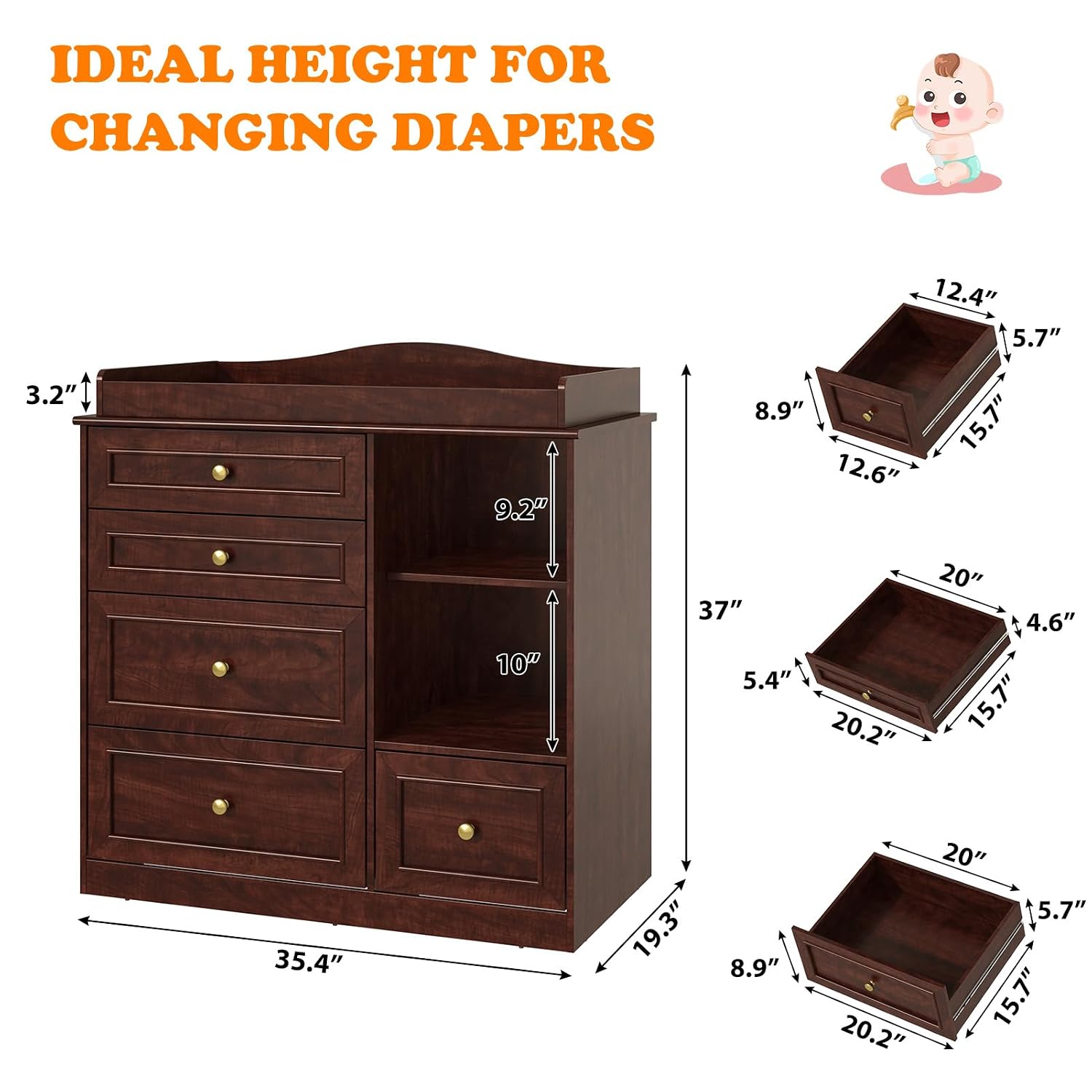 Changing Table Dresser Baby Nu - Baby Nursery Dresser Changing Table ulasan dan harga
