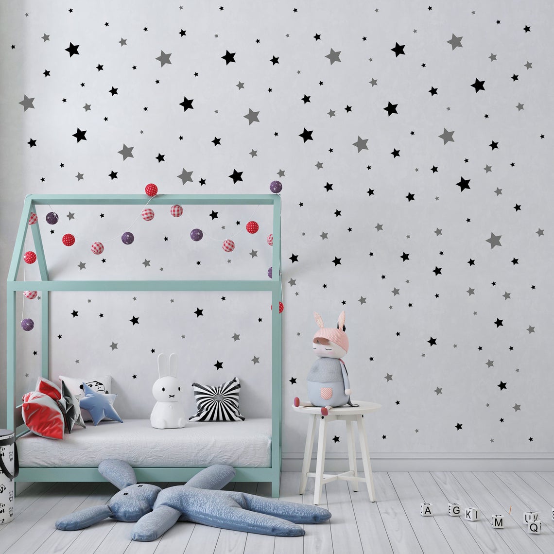 Cartoon 65Pcs Star Wall Sticke - Baby Nursery Package ulasan dan harga