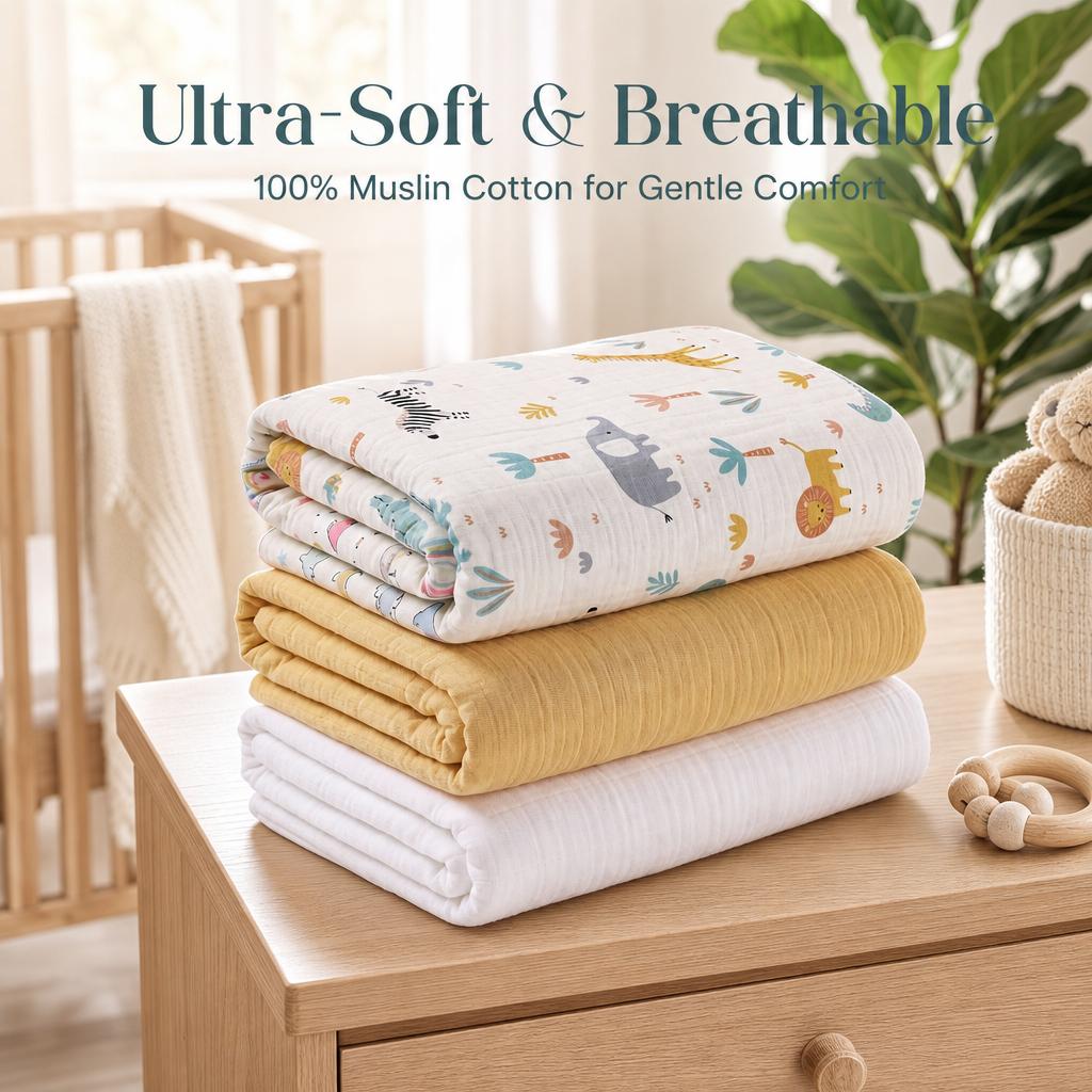 3-Pack Baby Muslin Swaddle Bla - Baby Nursery Boy ulasan dan harga