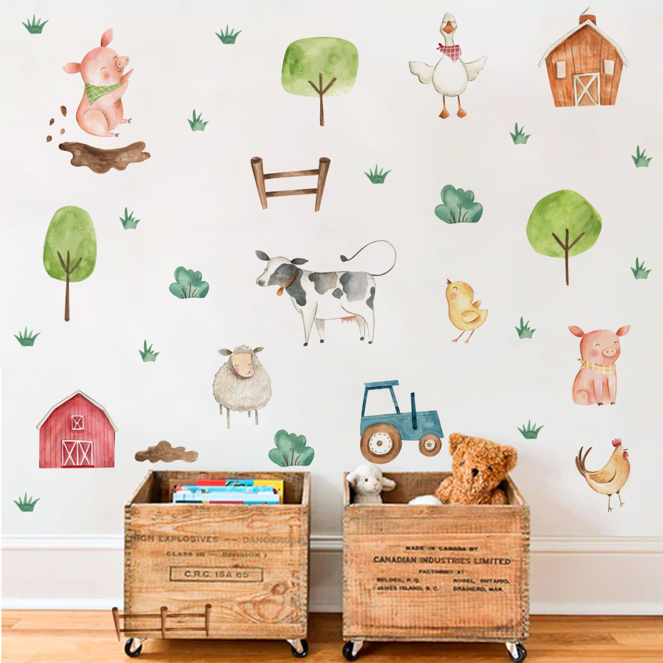 Boho Watercolor Cute Farm Anim - Baby Nursery Package ulasan dan harga