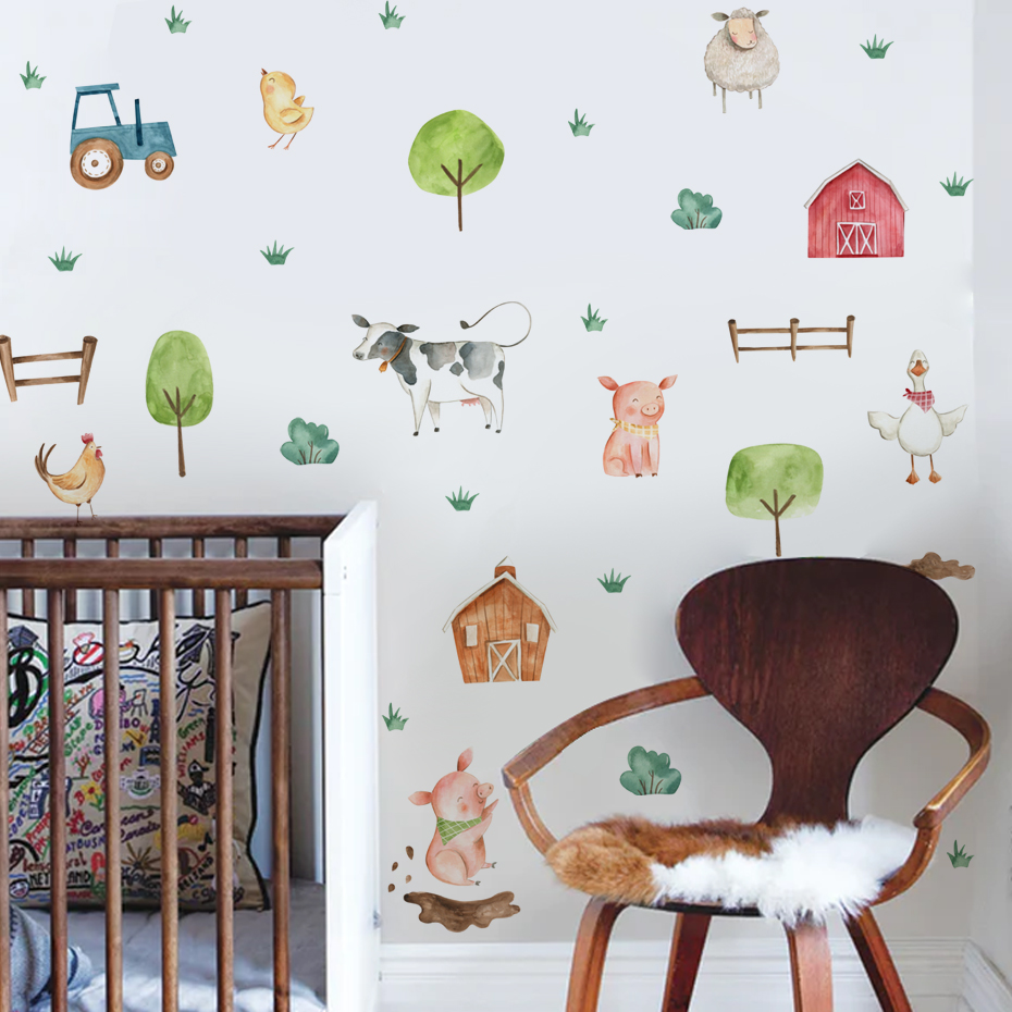 Boho Watercolor Cute Farm Anim - Baby Nursery Package ulasan dan harga