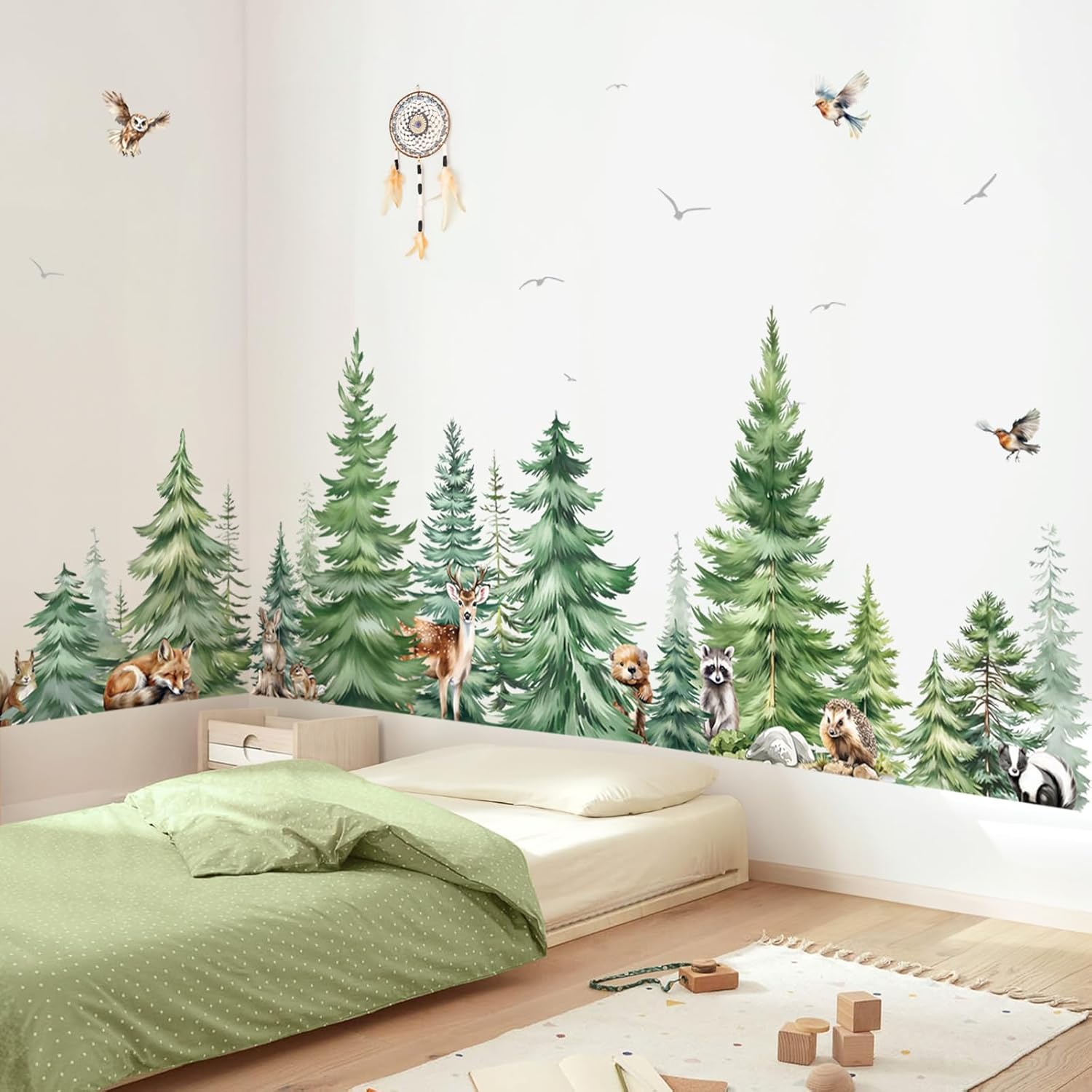 Large Watercolor Pine Tree Ani - Baby Nursery Package ulasan dan harga