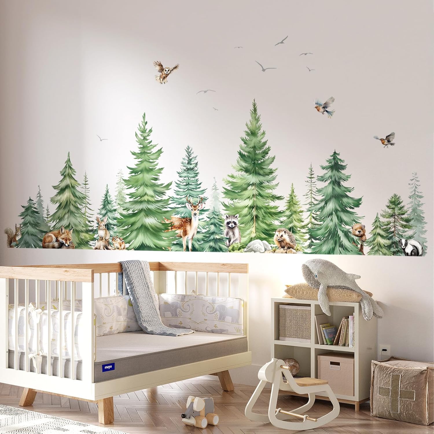 Large Watercolor Pine Tree Ani - Baby Nursery Package ulasan dan harga