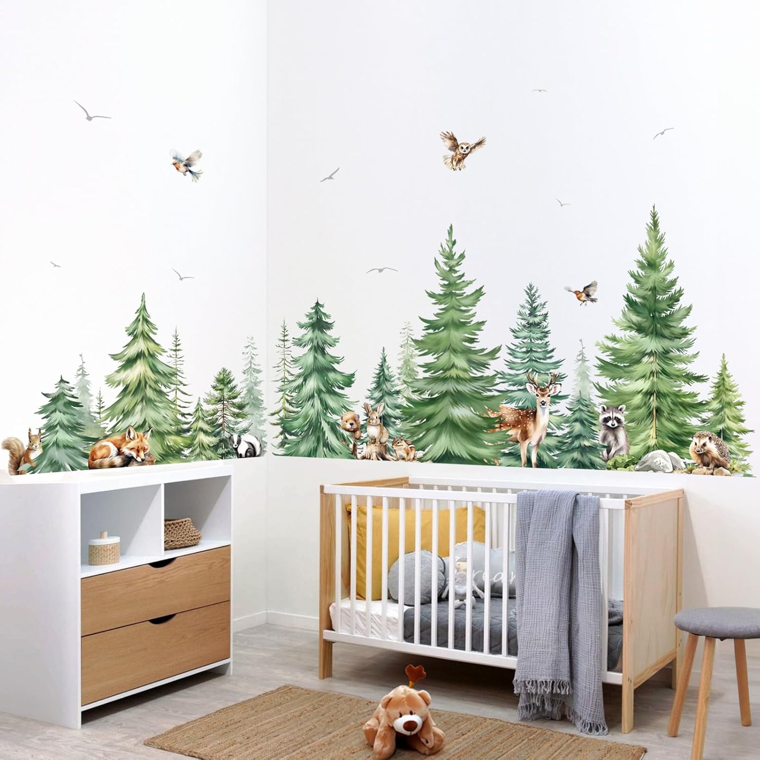 Large Watercolor Pine Tree Ani - Baby Nursery Package ulasan dan harga