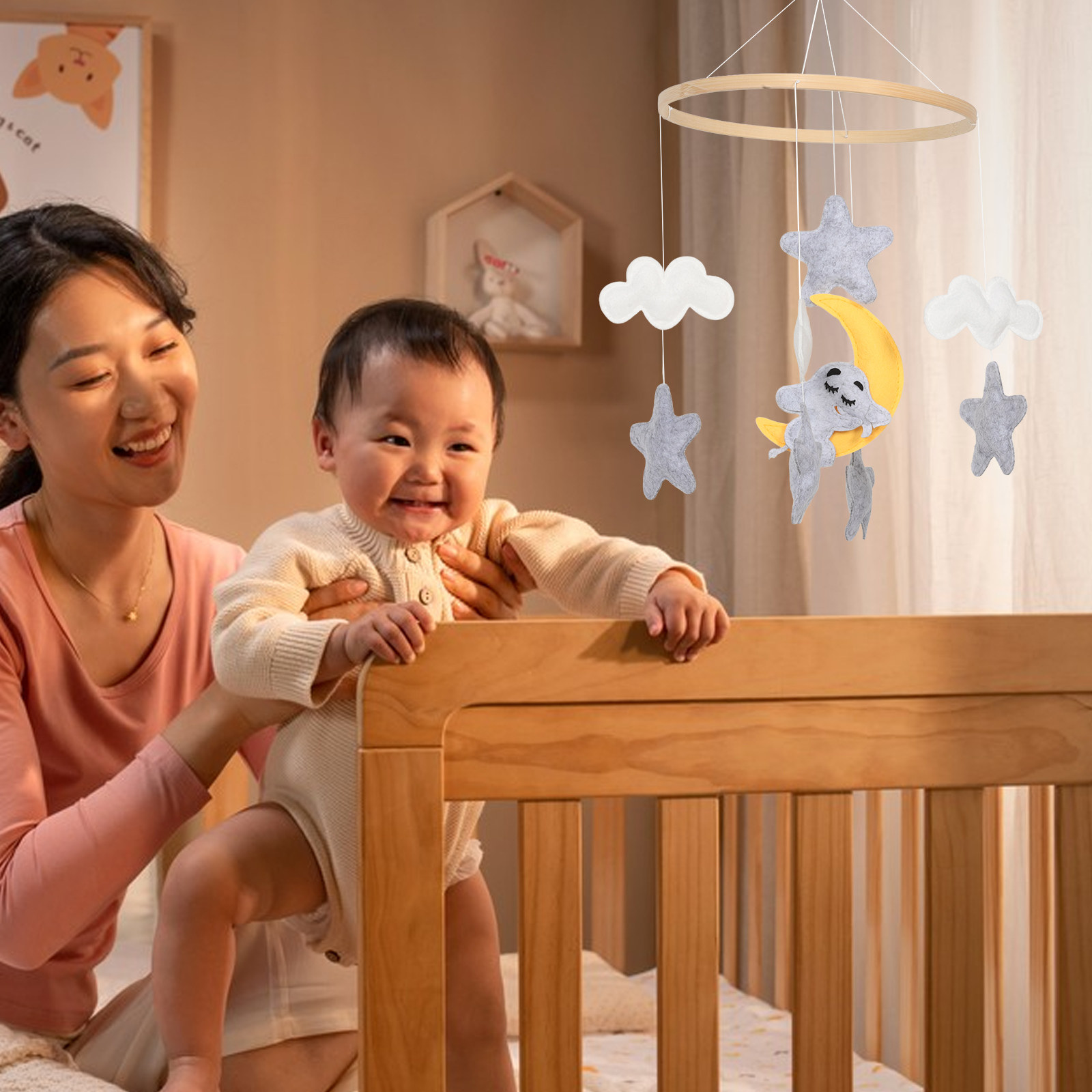 Felt Animal Crib Mobile with E - Baby Nursery Boy ulasan dan harga