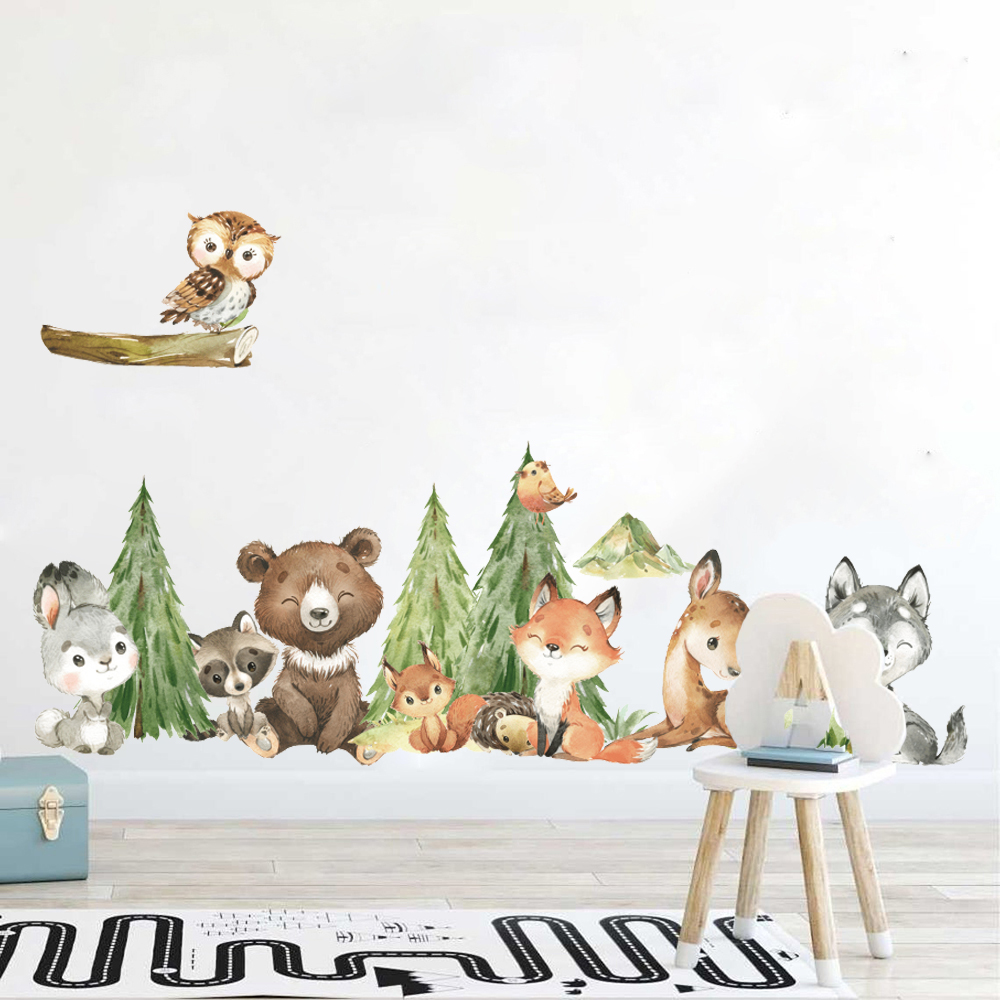 Cartoon Watercolor  Forest Ani - Baby Nursery Package ulasan dan harga