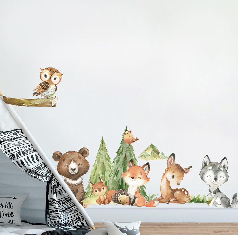 Cartoon Watercolor  Forest Ani - Baby Nursery Package ulasan dan harga