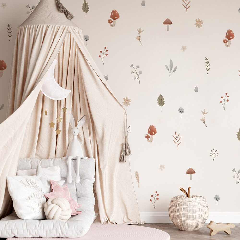 Boho Cartoon Mushroom Branch L - Baby Nursery Package ulasan dan harga