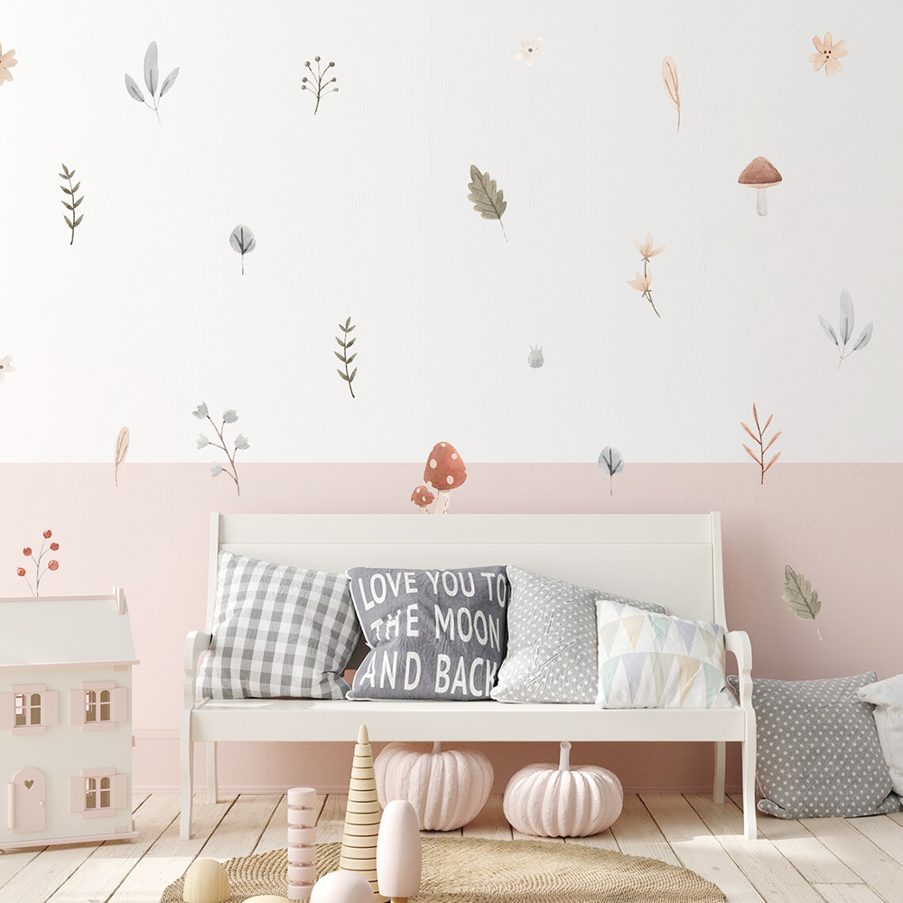 Boho Cartoon Mushroom Branch L - Baby Nursery Package ulasan dan harga