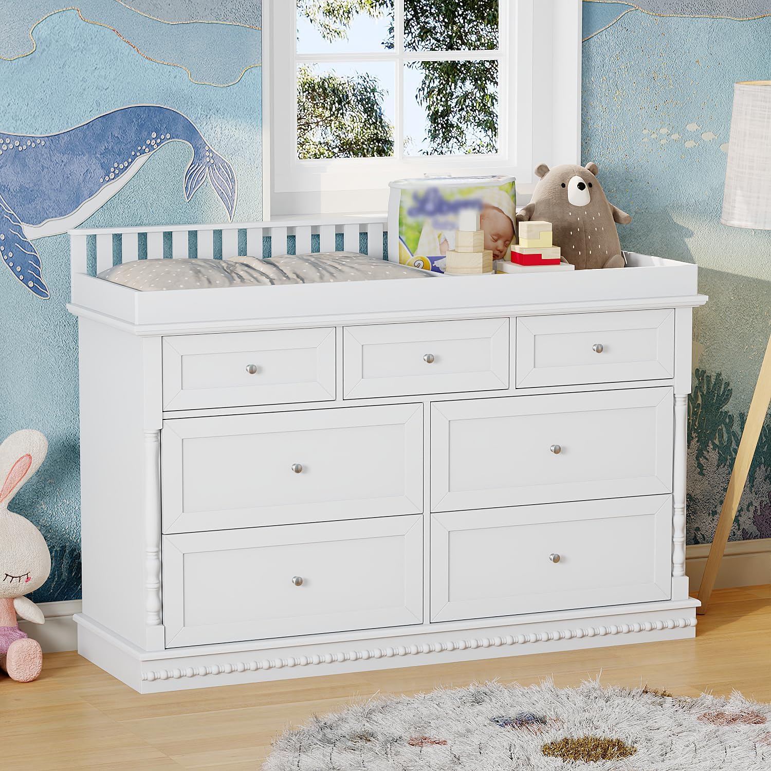 56.5 Inch Baby Changing Table  - Baby Nursery Dresser Changing Table ulasan dan harga