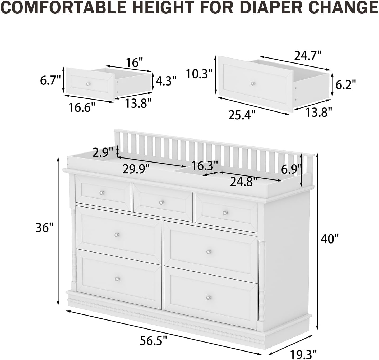 56.5 Inch Baby Changing Table  - Baby Nursery Dresser Changing Table ulasan dan harga