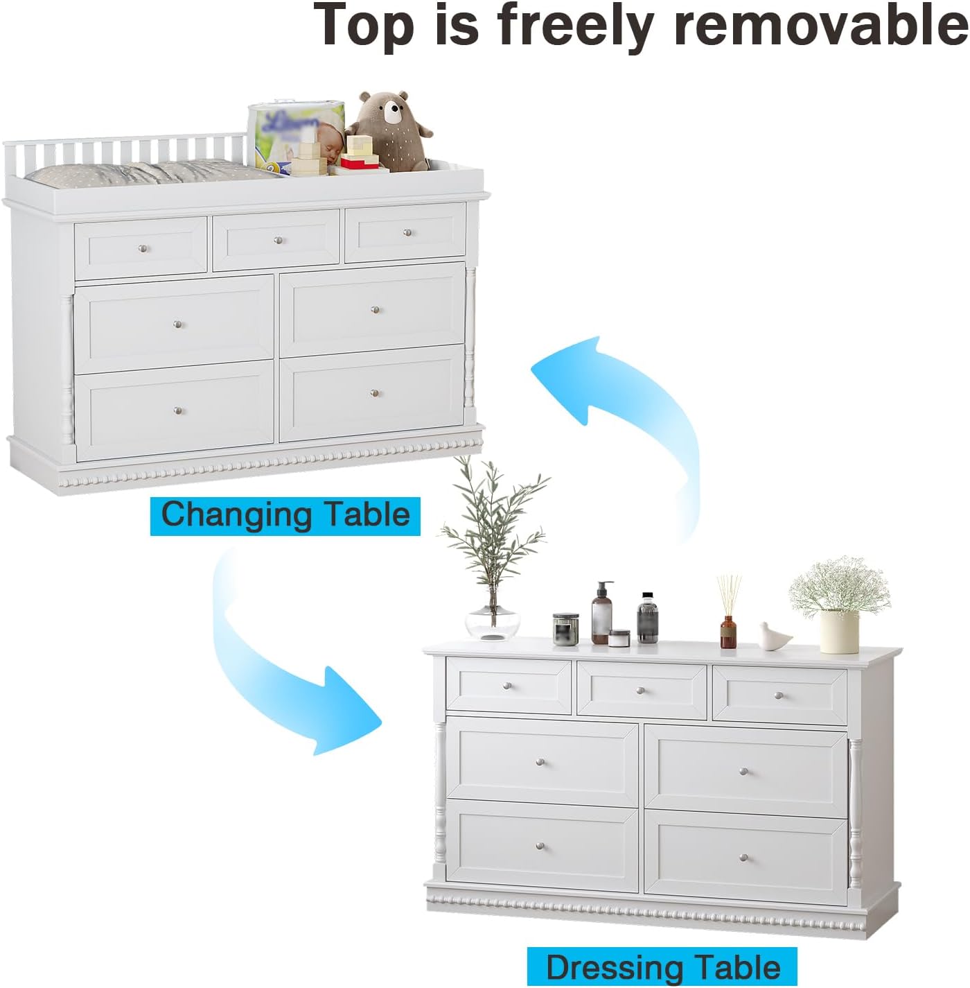 56.5 Inch Baby Changing Table  - Baby Nursery Dresser Changing Table ulasan dan harga