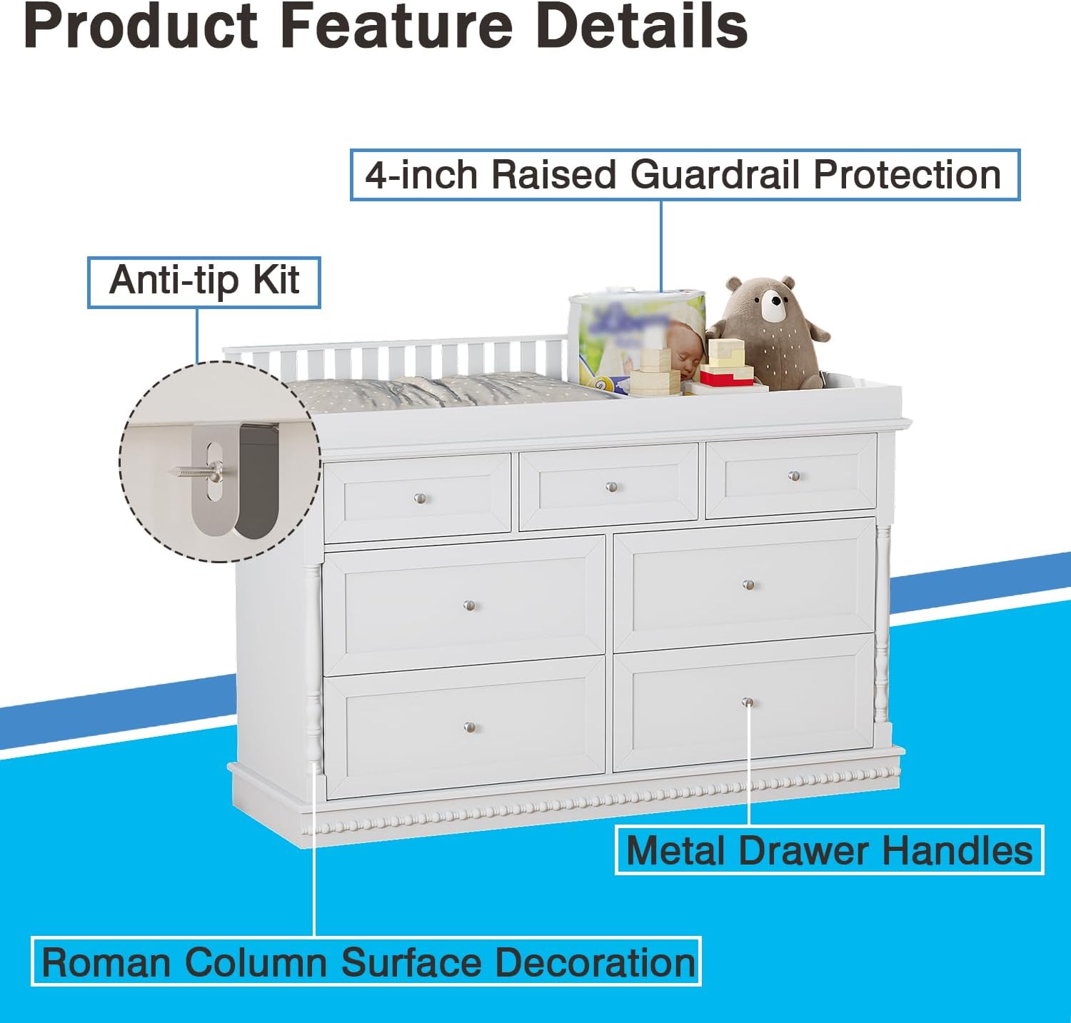 56.5 Inch Baby Changing Table  - Baby Nursery Dresser Changing Table ulasan dan harga