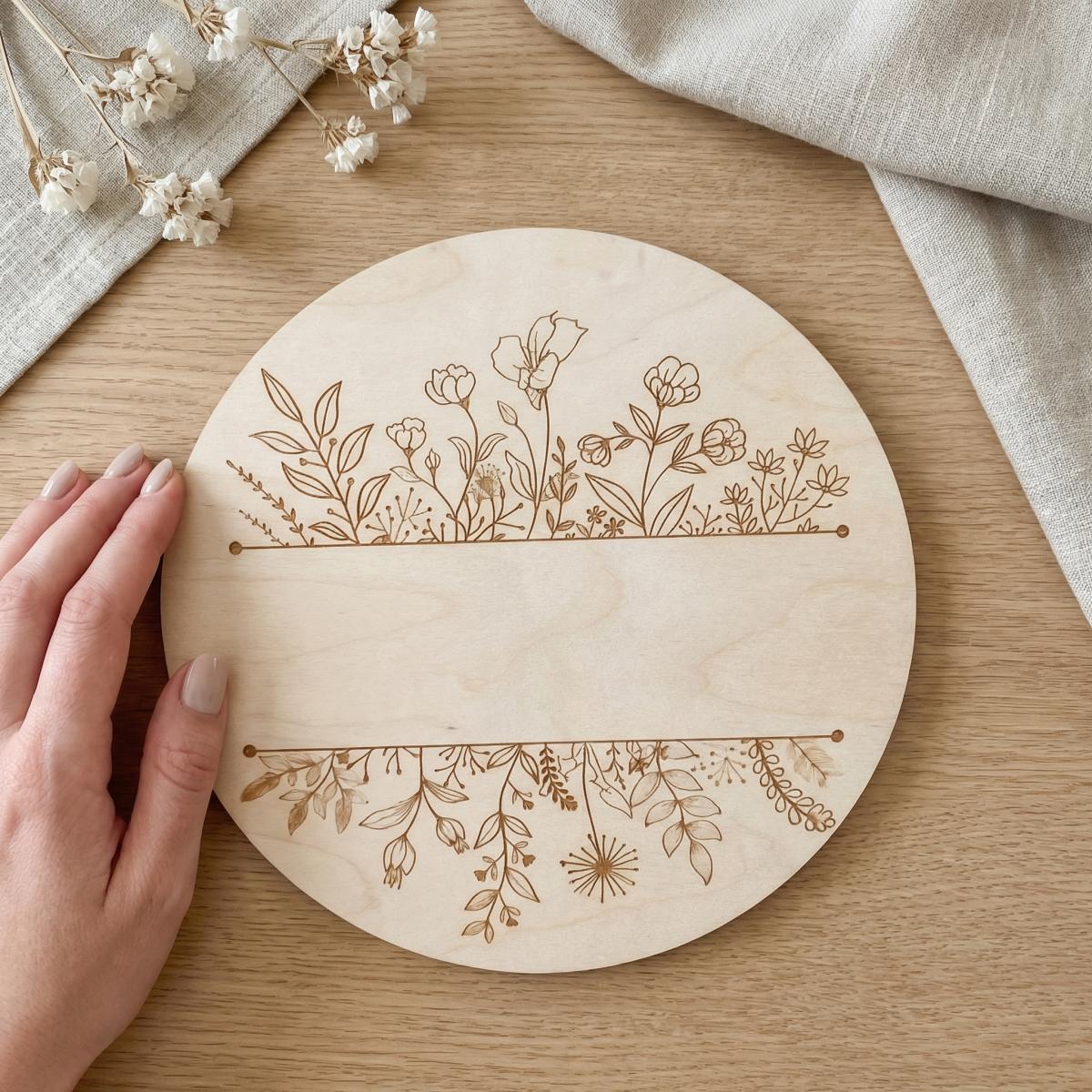 Personalized Floral Round Wood - Baby Nursery Usa ulasan dan harga