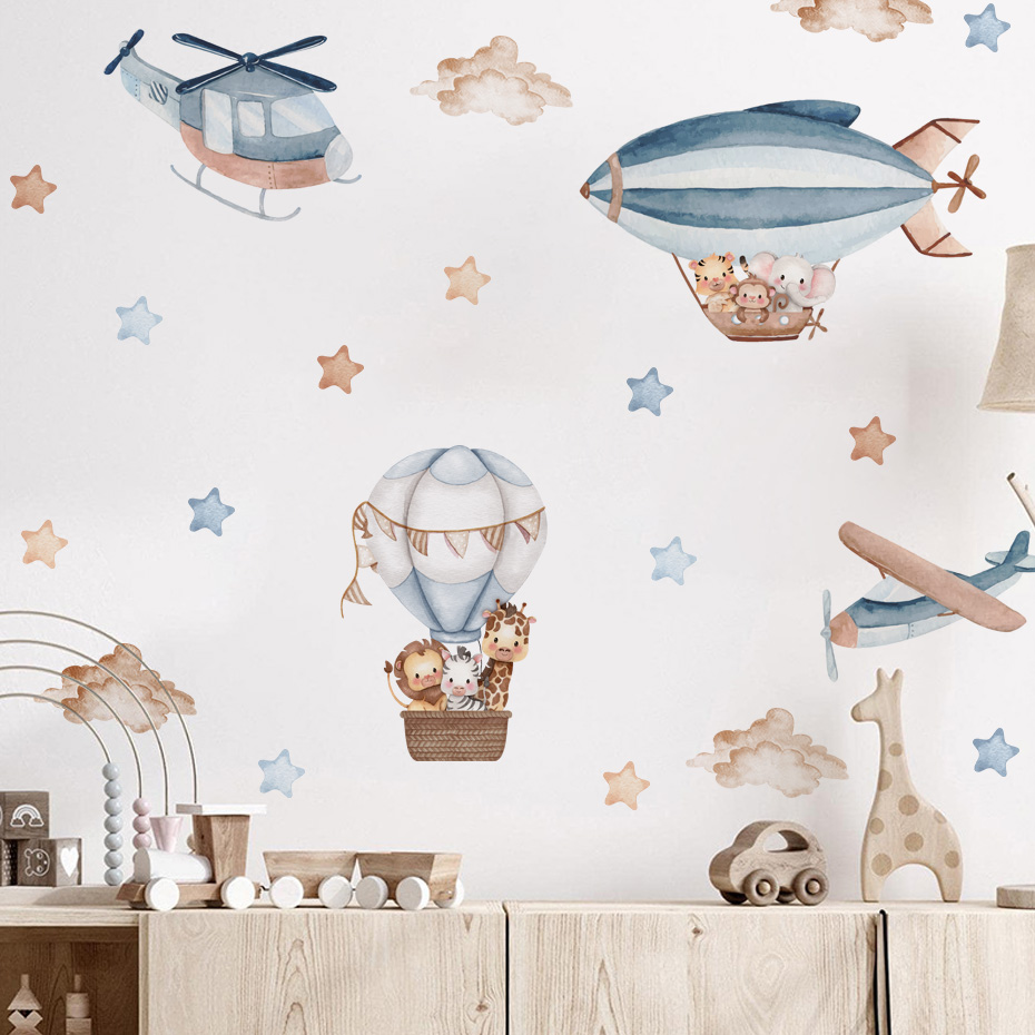 Watercolor Animals Hot Air Bal - Baby Nursery Package ulasan dan harga