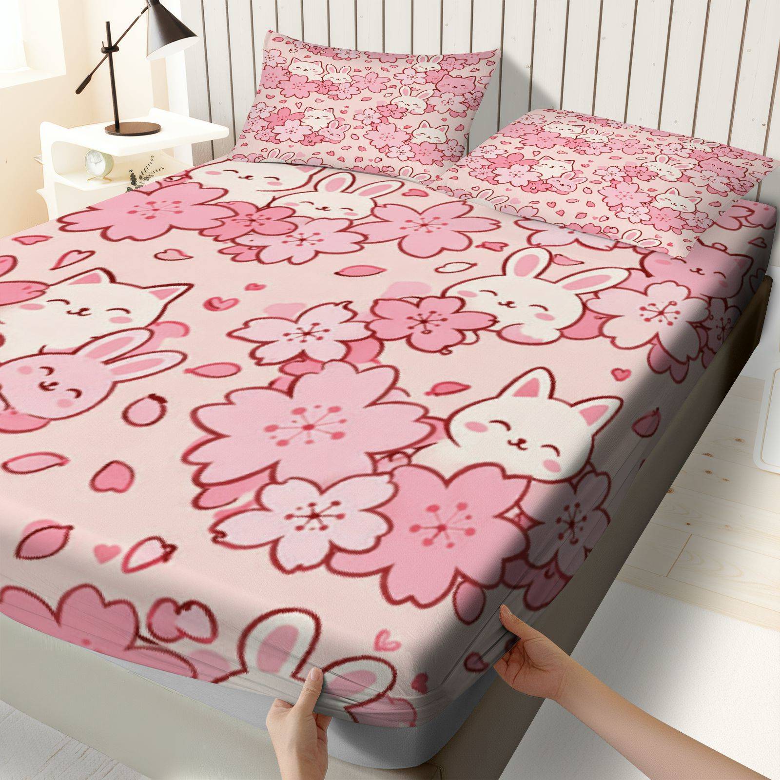 Sakura Rabbit Cat Bedding Set, - Baby Nursery Bedding ulasan dan harga