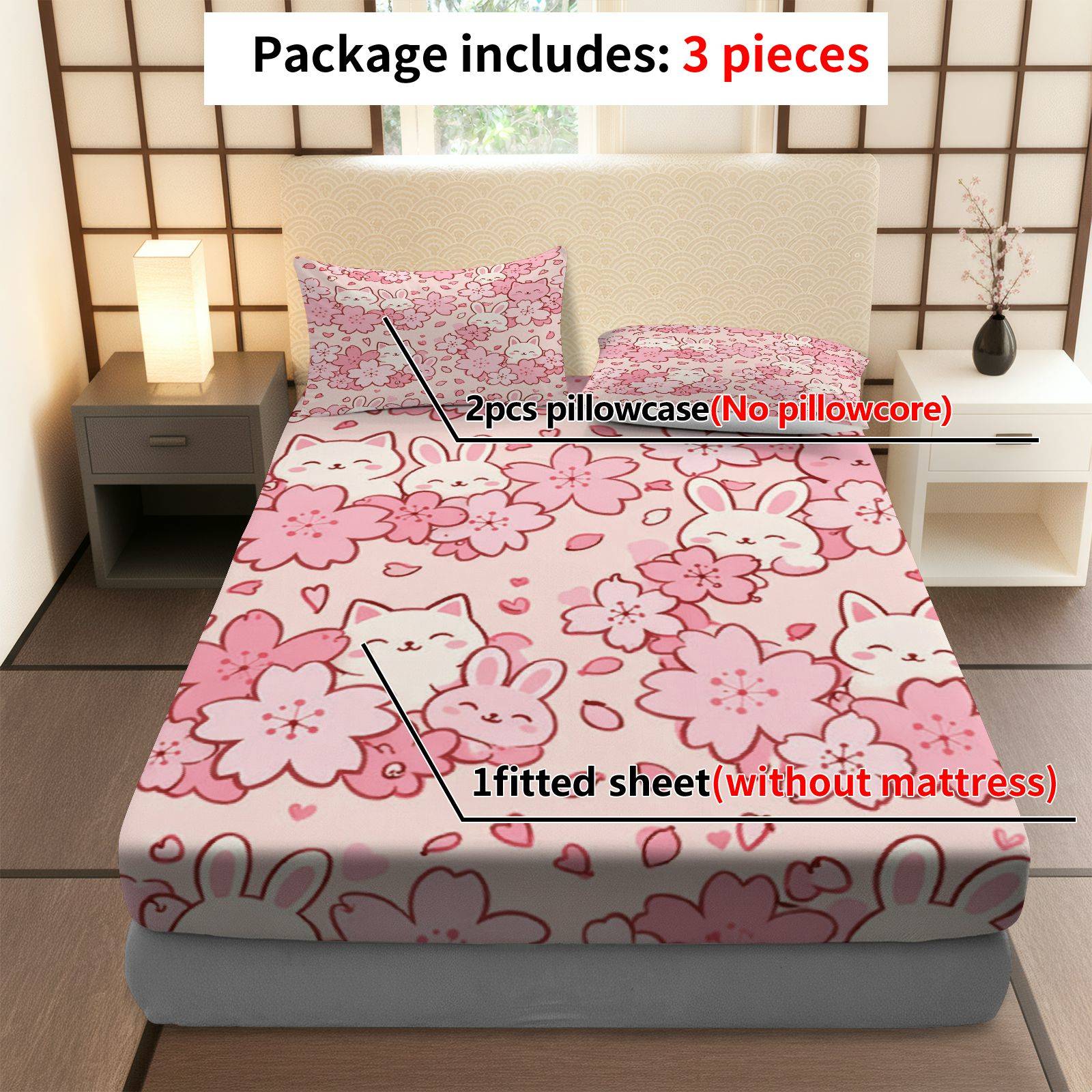 Sakura Rabbit Cat Bedding Set, - Baby Nursery Bedding ulasan dan harga