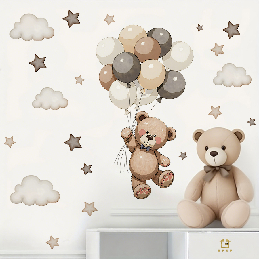 Adorable Teddy Bear Wall Decal - Baby Nursery Package ulasan dan harga