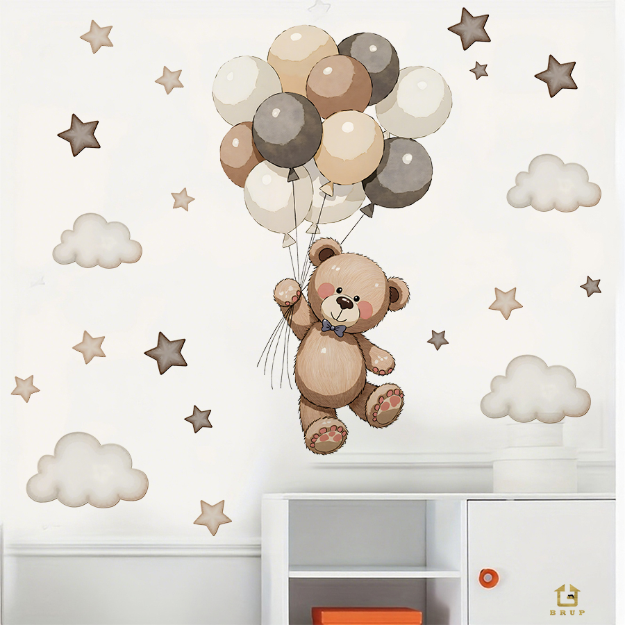 Adorable Teddy Bear Wall Decal - Baby Nursery Package ulasan dan harga