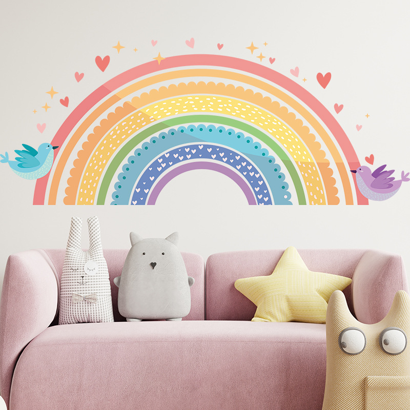 Colorful Rainbow Bird Love Wal - Baby Nursery Package ulasan dan harga