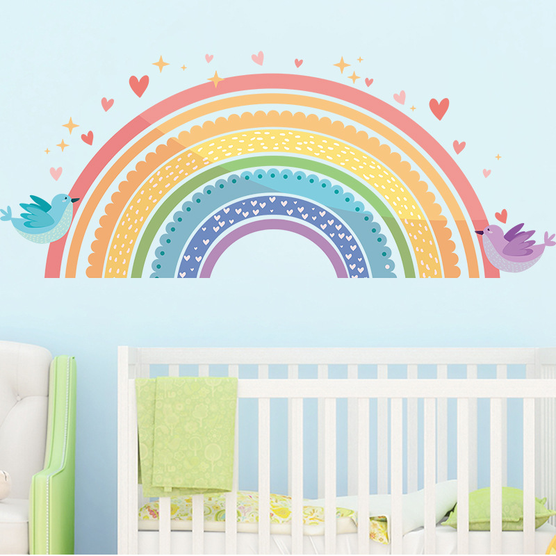 Colorful Rainbow Bird Love Wal - Baby Nursery Package ulasan dan harga