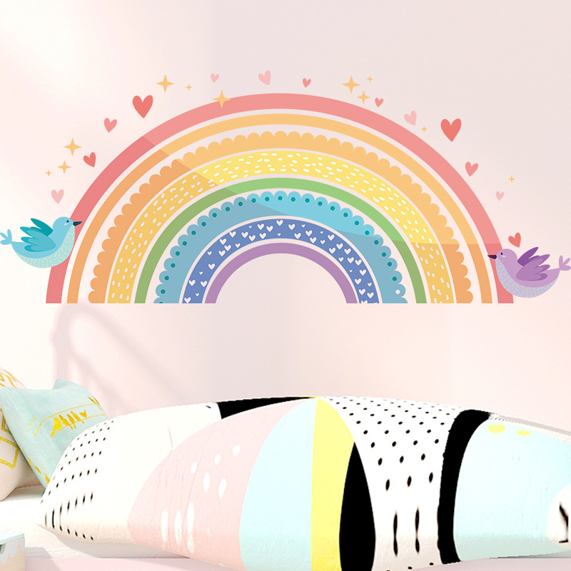Colorful Rainbow Bird Love Wal - Baby Nursery Package ulasan dan harga