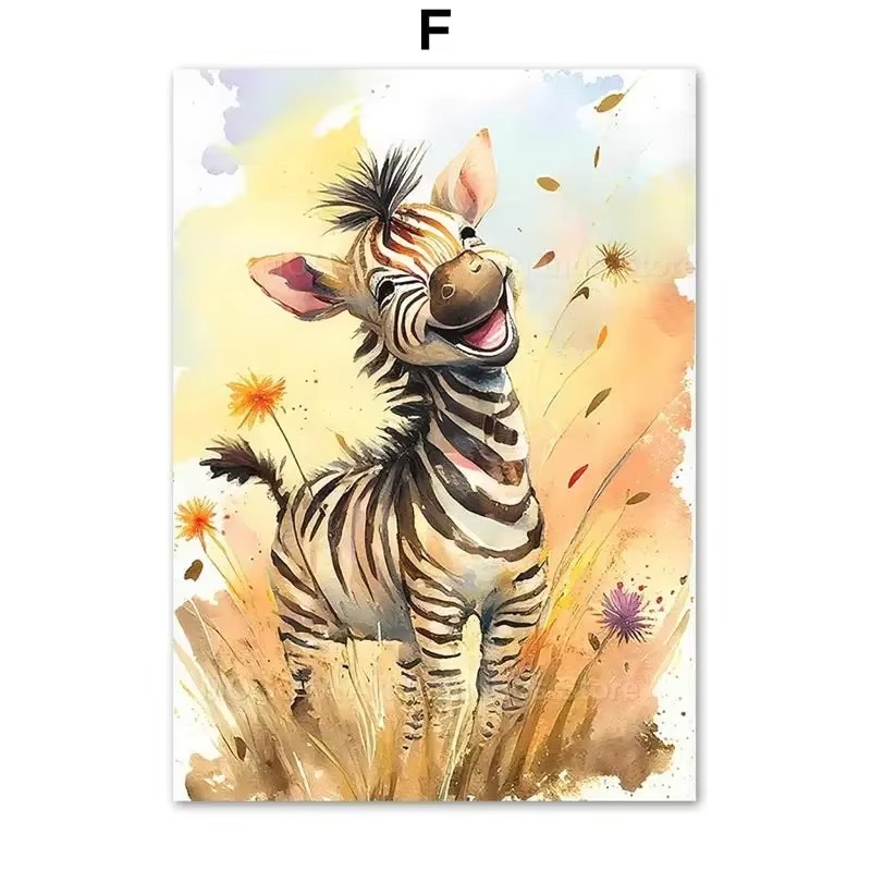 Watercolor Lion Giraffe Tiger  - Baby Zebra Nursery ulasan dan harga