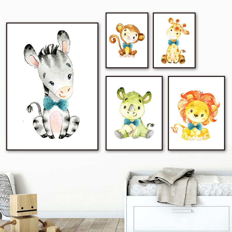 Wall Art Canvas Painting Carto - Baby Zebra Nursery ulasan dan harga